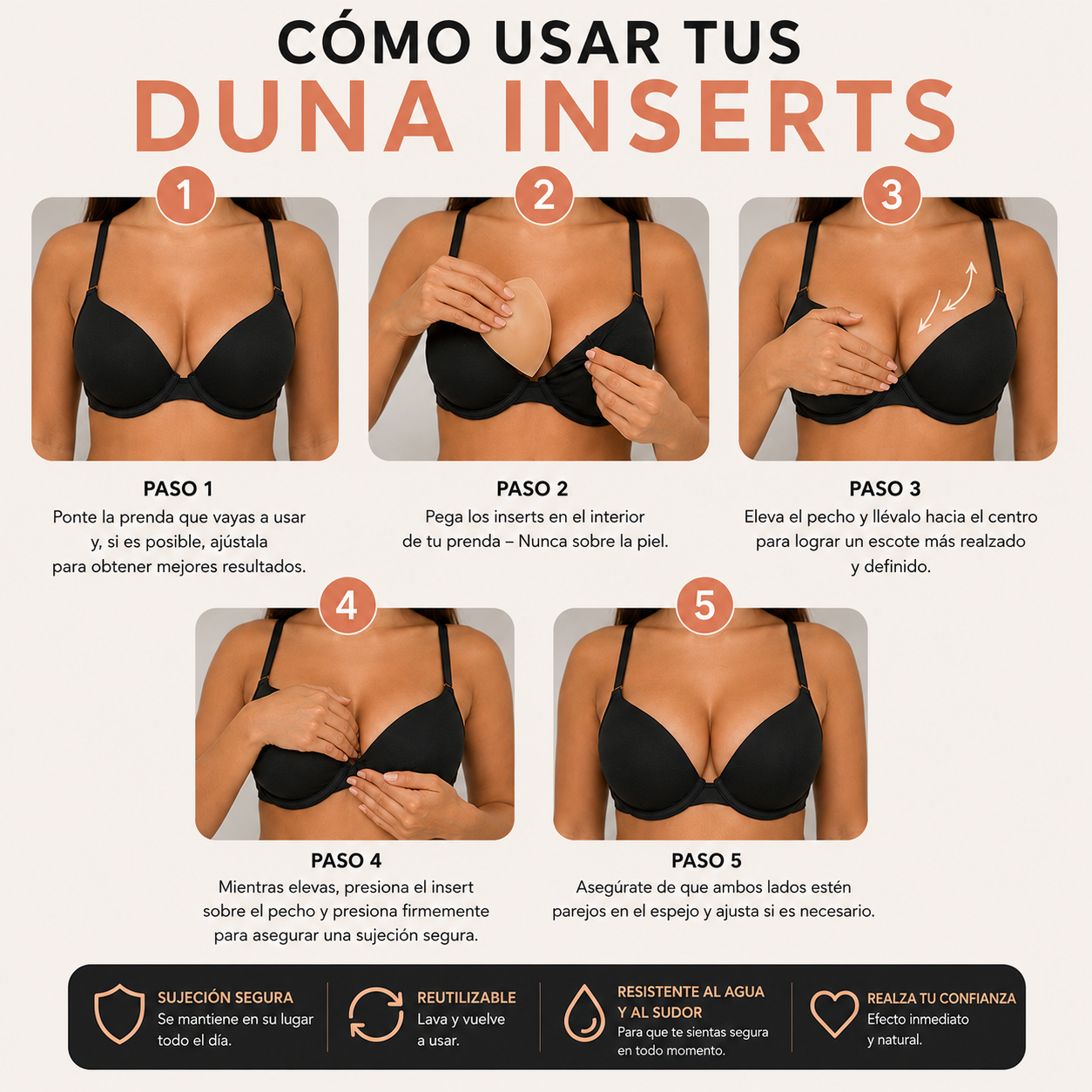 Duna Sticky Inserts – Instant Lift & Boost, Washable & Reusable, Outfit Enhancer
