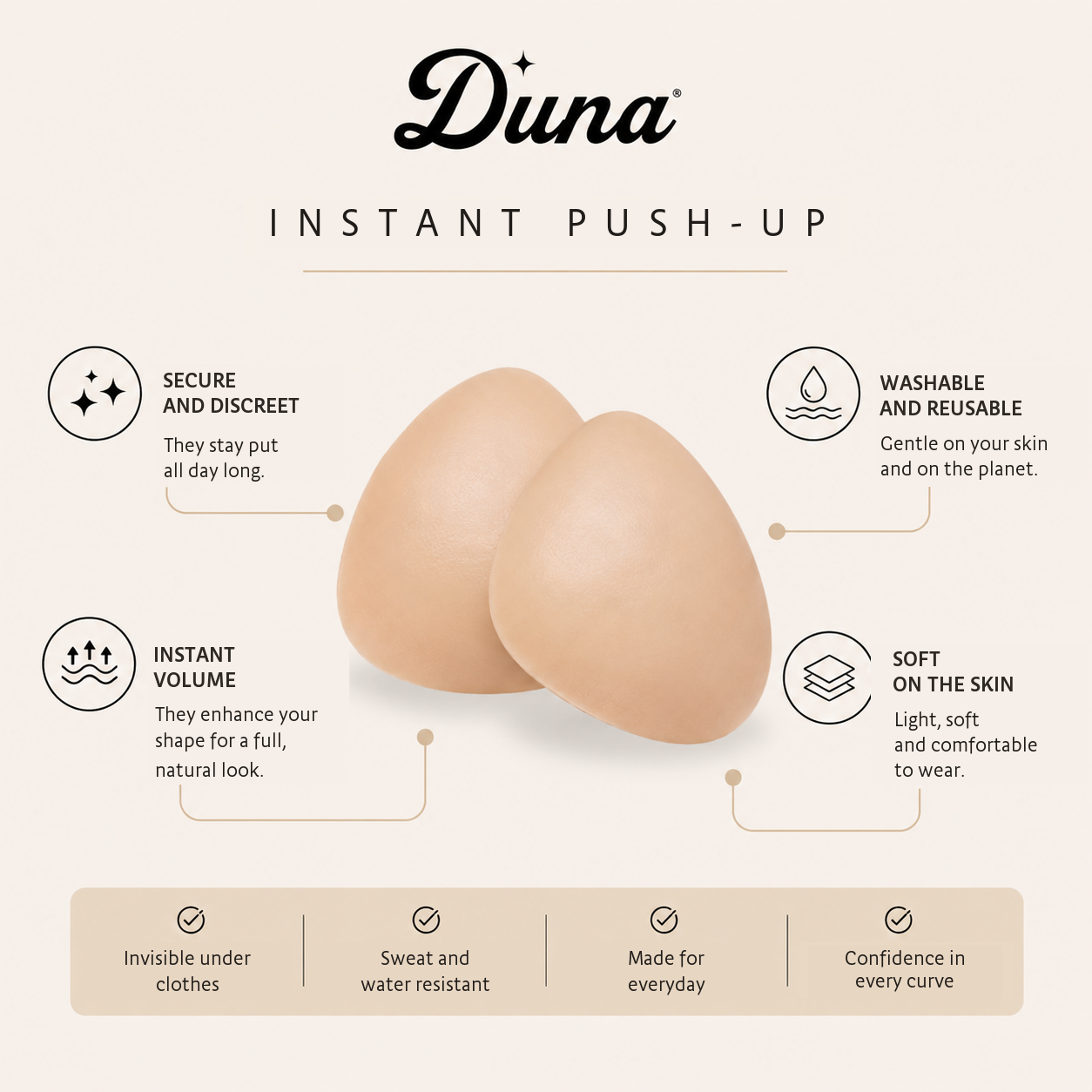 Duna Sticky Inserts – Push-up effect, washable and reusable